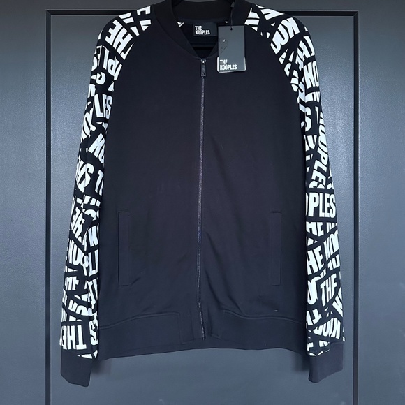 NWT | The Kooples | Long Sleeve Zip Front Bomber Jacket | Logo Tape Print - Picture 5 of 9